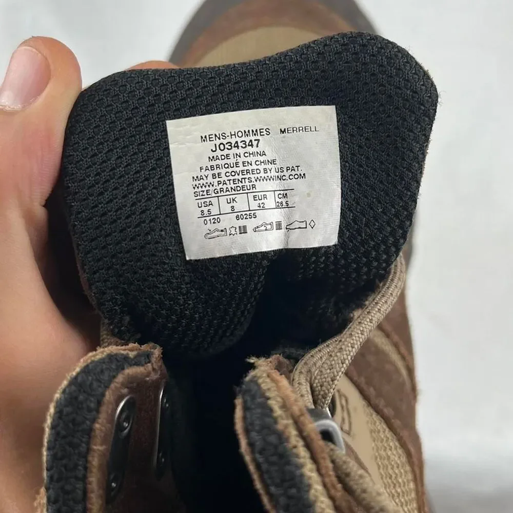 Merrell Strongbound Mid Waterproof Brown Hiking Boots Size US 8.5